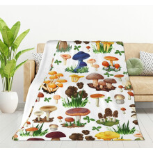 Manta de cogumelos super macia com estampa de floresta, 127 x 152 cm (50 x 60 polegadas)