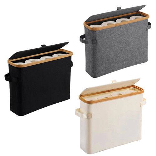 Bathroom Tissue Holder Organizer With Dustproof Cover And-grey 1