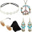(Crown Set) Set di 4 pezzi composto da occhiali da sole hippie, orecchini e collana piatta. 2