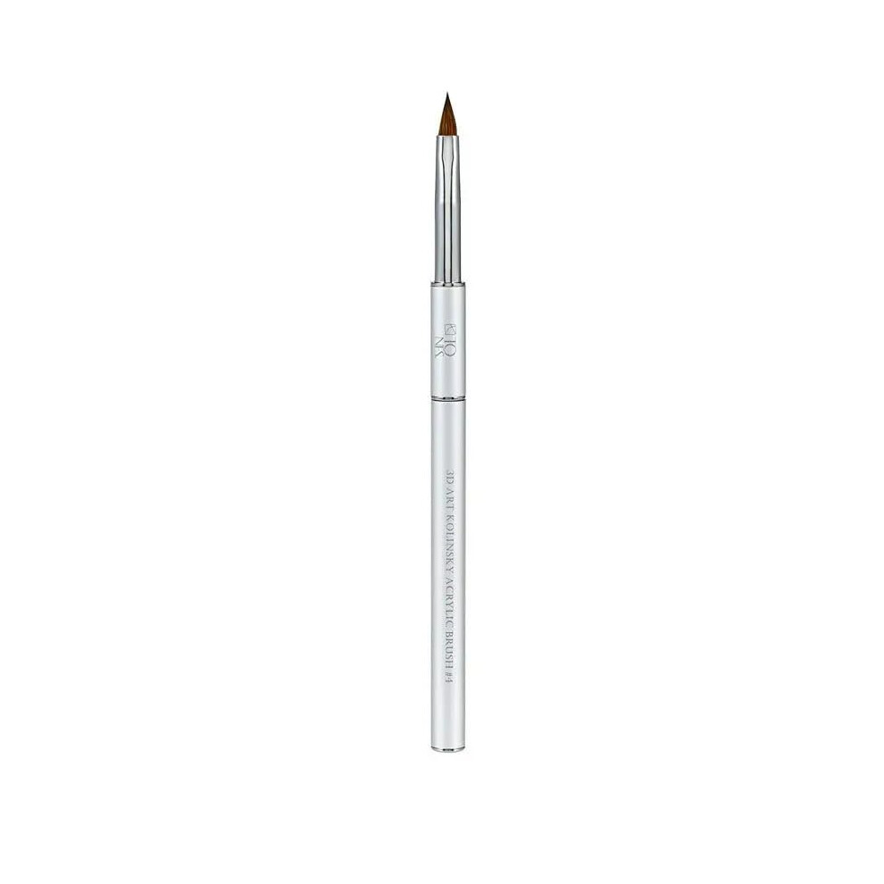 Tones Silver Kolinsky Acrylic Nail Art Brush - Pure Sable Hair, Crimped Handle | Pro-Level Carving Tool With Ultra-Fine Precision Tip | Size: 4