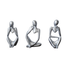 Conjunto de 3 estátuas do Pensador em resina para decoração de casa.