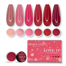 Legacy Nails Professional COLLECTION Acrylic Powder Kit 6 Colors Nail Art Set for Manicure DIY for Dip & Acrylic Nail Extensions (LOVEIT! COLLECTION)