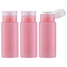 owlyee 3PCS Nagellakremover Flesjes, 5.3oz Push Down Pomp Alcohol Dispenser, Lege Aceton Containers (150ML, Roze)