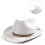 (White) Cappello da cowboy bianco e nero con sciarpa, cappello da cowboy western, Dick 3