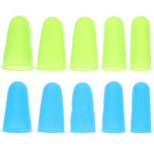 Fundas de silicona para dedos, 10 unidades, azul y verde.