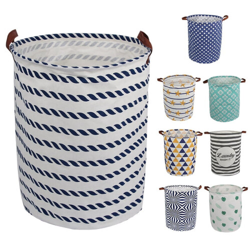 AUCHEN panier à linge imperméable rond bleu19,7x15,7x15,7