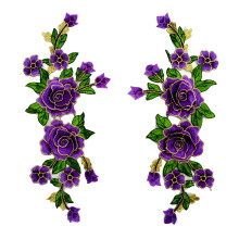 Flower Embroidery Sewing Sticker Water Dissolvable-Purple