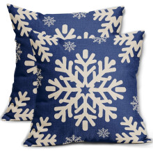 Capas de Almofada Natalinas com Flocos de Neve Azuis, 45x45cm, Conjunto de 2