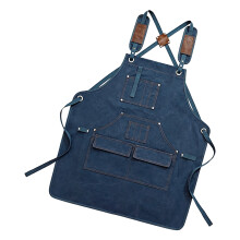 Extra Thick Cotton Canvas Apron Customizable Shoulder-Blue