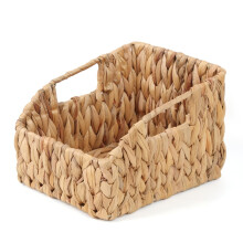 Handwoven Water Hyacinth Storage Basket Natural-Oblique mouth