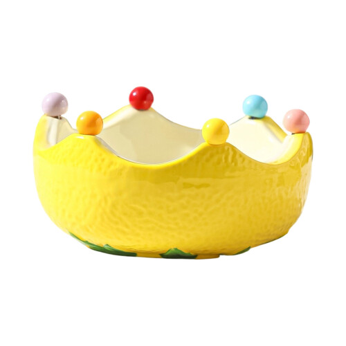 Elegant earthenware lemon Fruit Bowl Set With 6 Matching-Yellow