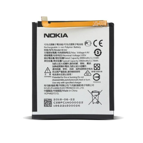 Nokia Bateria interna - NOKIA - HE342 - 3000 mAh - Branco - Compatível com Nokia 7.1 / 5.1 Plus / 6.1 Plus 1