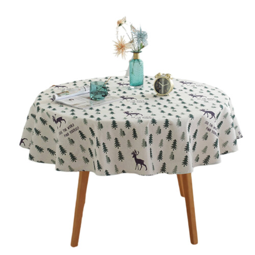 Cotton-Linen Round Tablecloth, 140cm