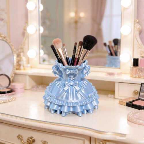 3D Printed Dress Plastic Pen Cup Desktop Organiser for-Black 2