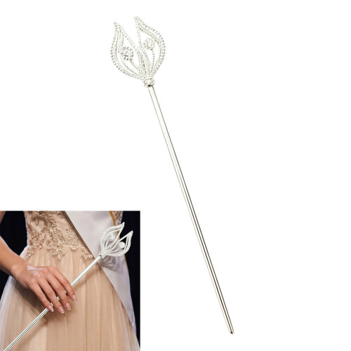 Sparkling Royal Scepter with Rhinestones Decors Flower-silver 2