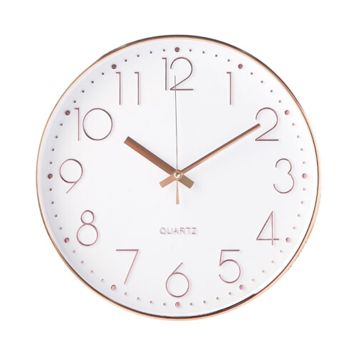 Silent Round Digital Wall Clock Rose Gold 30cm