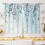 Blue Grey Leaf Kitchen Curtains 27.5x39 in (Pair) 1