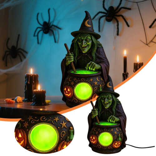 Halloween-Hexenkessellampe, schwarz leuchtend, 18 cm 1