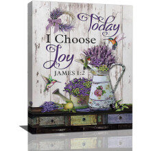 Purple Lavender Canvas Wall Art 'Today I Choose Joy' 12x16