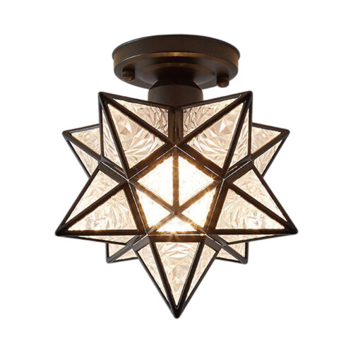 Moravian Star loftlampe med skærm af seedet glas 1