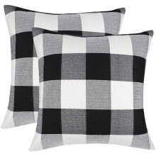 Kissenbezüge im Landhausstil mit Büffelkaromuster, 45 x 45 cm, 2er-Pack