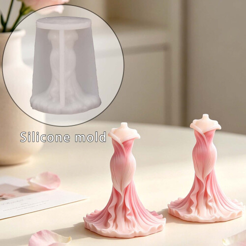 3D-Blumenkleid-Silikon-Kerzenformen, lebensmittelechtes Silikon 1