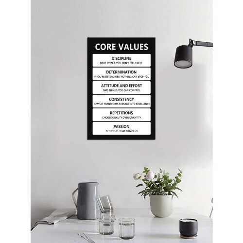 Motivational Core Values Canvas Print 12x18 Inch Framed 2