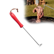 Gancho para carne de barbacoa de acero inoxidable de 12,52 pulgadas, rojo, pequeño