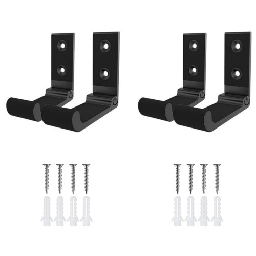 Crochets muraux pliables en alliage d'aluminium, lot de 4, noirs