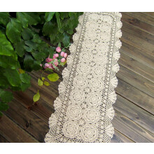 Camino de mesa rectangular de algodón tejido a crochet