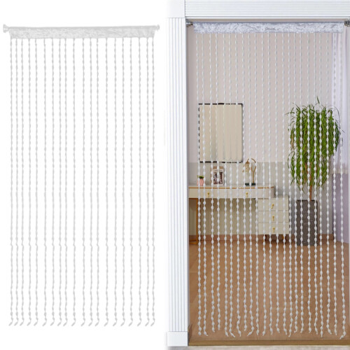 2-Pack Beaded Door Curtain 100x200cm White