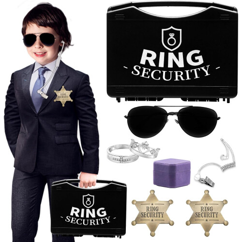 Ring Bearer Gift Set with Box, Sunglasses, Earpiece & Rings