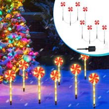 Luces LED navideñas de luz blanca cálida, paquete de 8 unidades, alimentadas por energía solar.