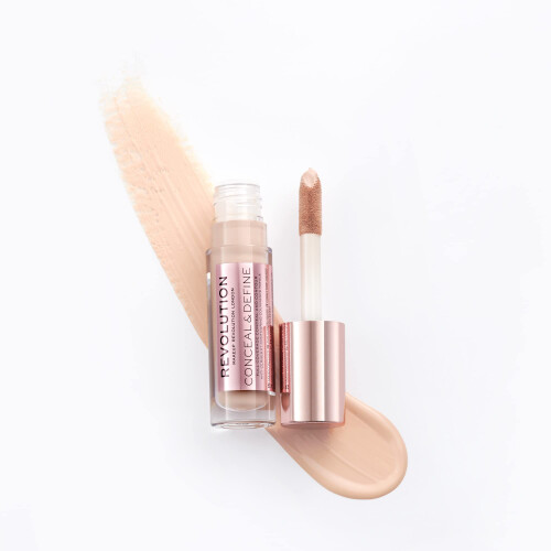 Makeup Revolution Conceal & Define Concealer, Lightweight, Longlasting, Full Coverage Face Makeup, C4, 4g 2