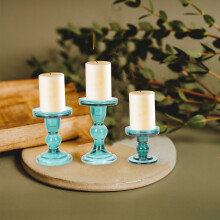 3-Piece Coloured Glass Taper Candle Holders