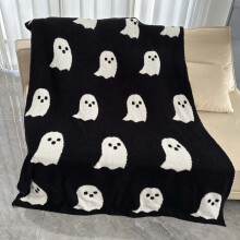 Coperta in flanella a tema fantasma di Halloween, double-face, 150x200 cm