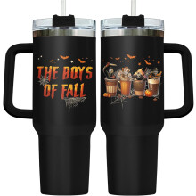 Copo térmico de aço inoxidável de 40 oz com tema de cinema, com alça e