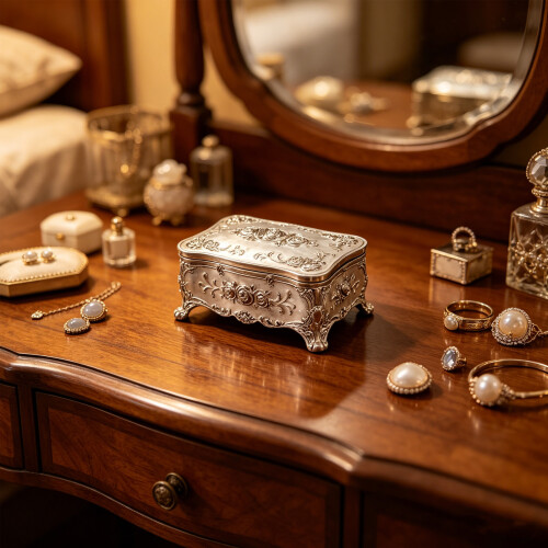 Luxurious Antique Finish Jewelry Display Case Durable-White 2