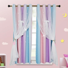 Tende oscuranti per bambine con motivo a stelle ritagliate, 34x63 pollici