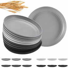 12 Pack Wheat Straw Dessert Plates 8" – 6 Colours