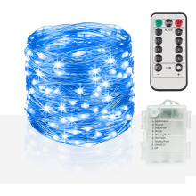 Guirnalda de luces LED impermeables azules de 5 metros con mando a distancia.