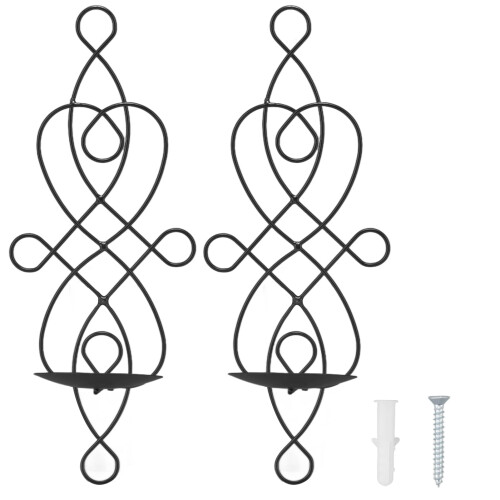 Iron Wall Candle Sconce Holder – Foldable, 37 cm, Black