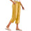 Women's linen pants, comfortable stretch  drawstring-Yellow S 1