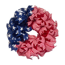 Red White and Blue Flag Wreath for Front Door 12 Inch