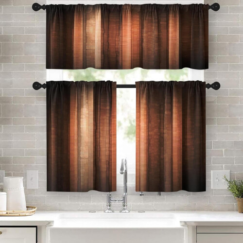 3-Piece Kitchen Tier Curtain Set with Valance