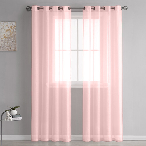 Linen Semi-Sheer Curtains with Grommets 98 in