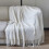 White Knitted Fringed Throw Blanket 180x130cm 1