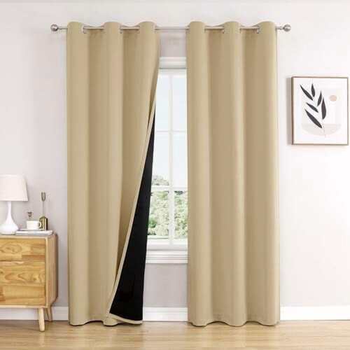 Light Grey Blackout Curtains 42x63 in, 2-Pc Polyester