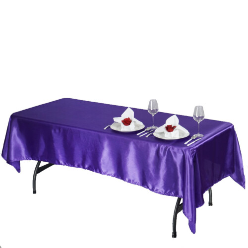 Purple Satin Rectangular Tablecloth 60 x 102 in