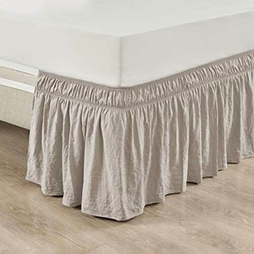 Queensize bedrok met ruches en elastische rand, beige